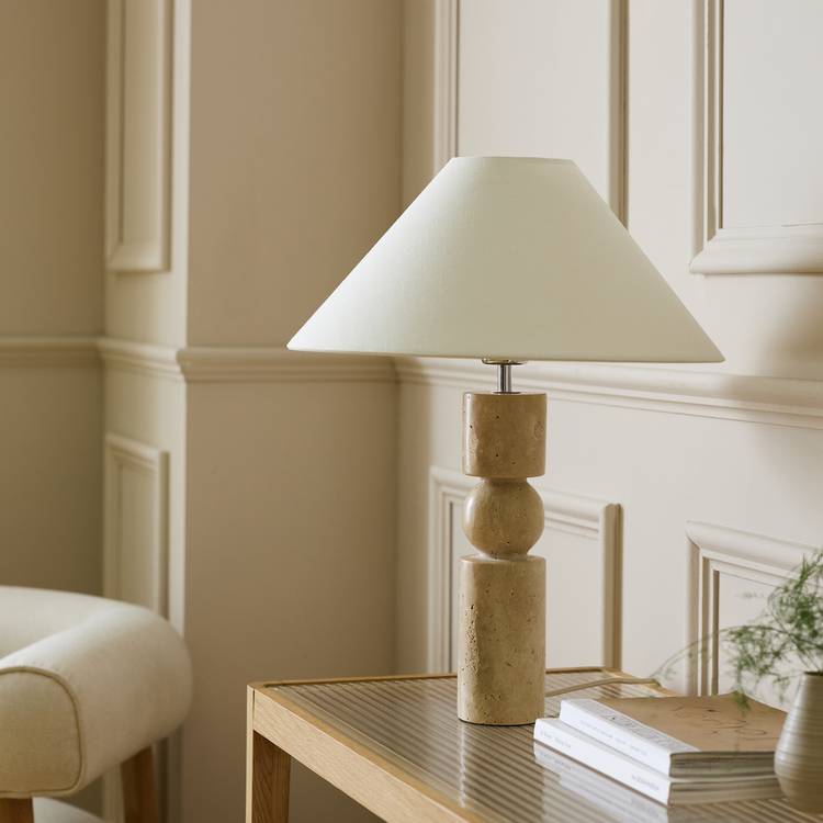 Habitat Faux Travertine Table Lamp - Natural 0
