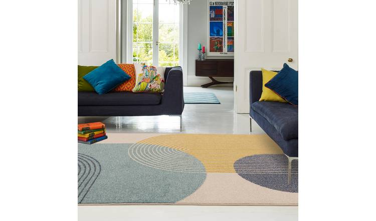 Asiatic Muse Retro Blue Cut Pile Rug - 150x80cm
