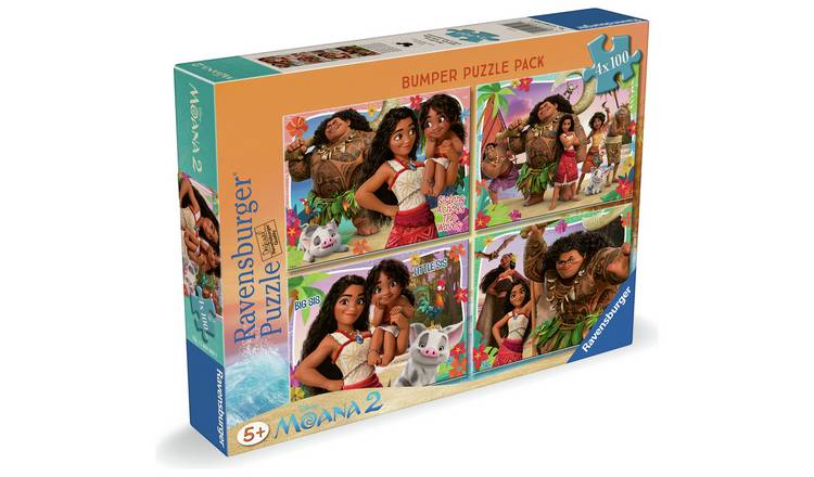 Disney Moana 2 Bumper 4 x100 Pieces Puzzle