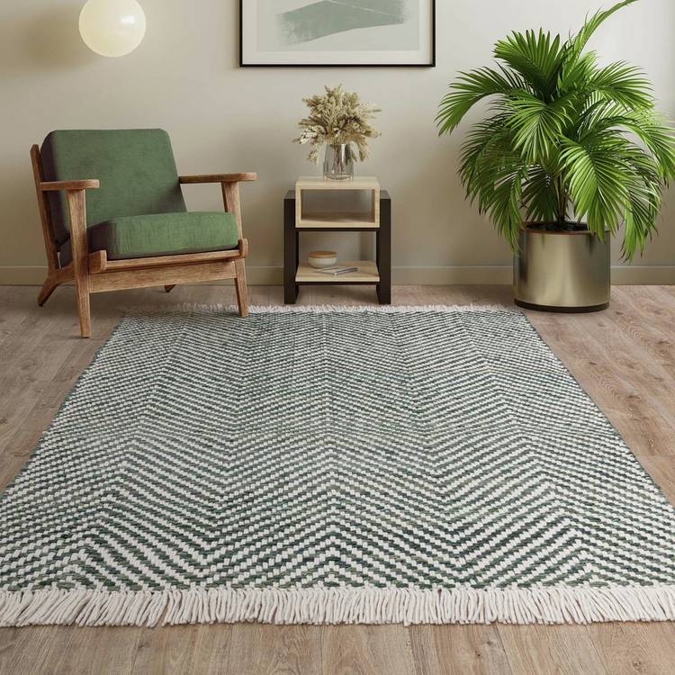 Asiatic Vigo Green Flatweave Rug - 170x120cm 0