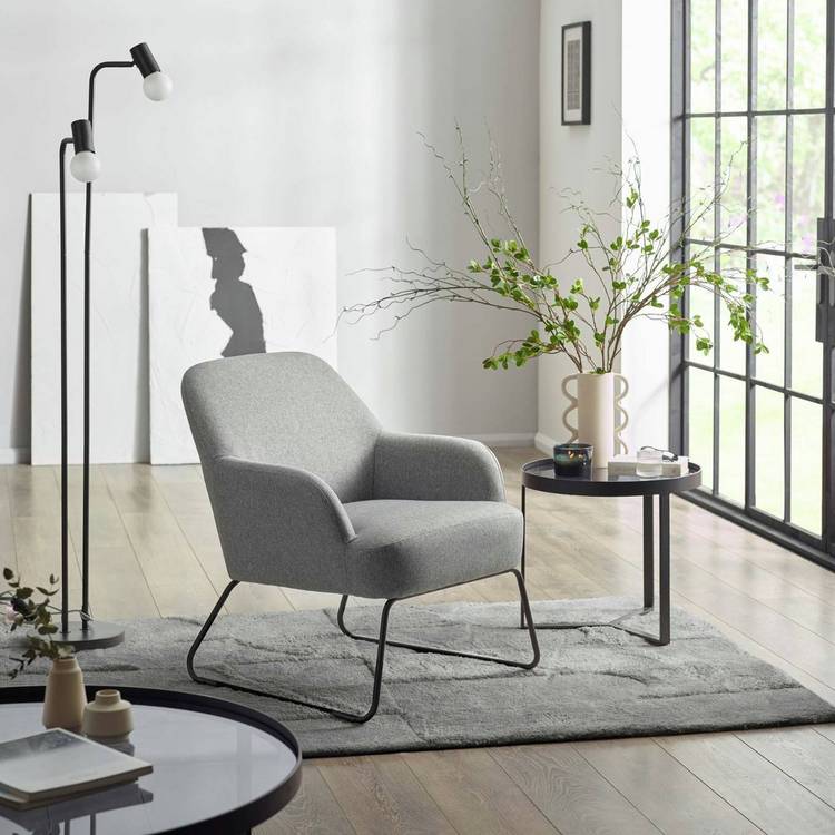 Julian Bowen Davos Fabric Accent Chair - Grey 0