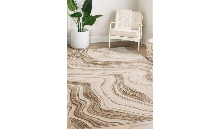Homemaker Dusk Watercolour Marble Champagne Rug - 170x120cm
