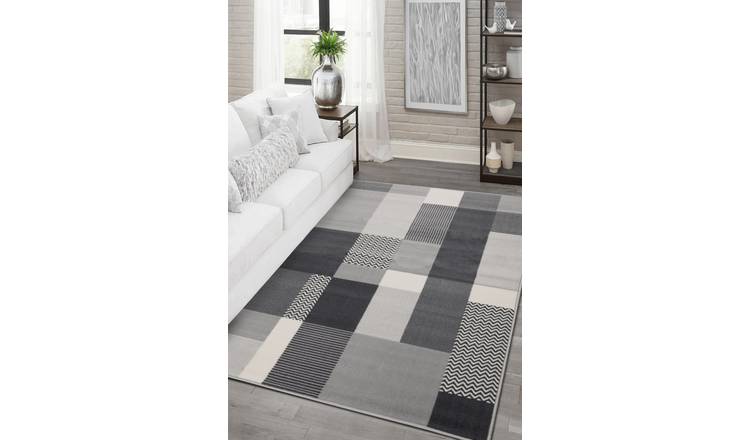 Homemaker Maestro Blocks Grey Cut Pile Rug - 230x160cm
