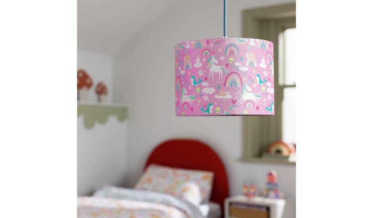 Habitat Unicorn Print Pink Easy Fit Lampshade - 25cm