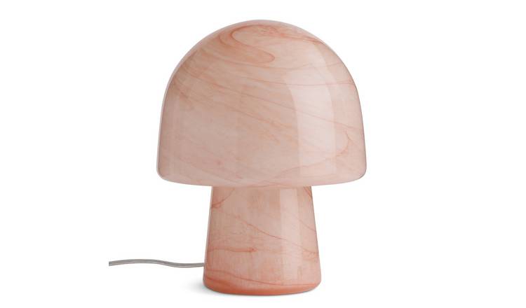Habitat Alabaster Glass Mushroom Table Lamp - Peach