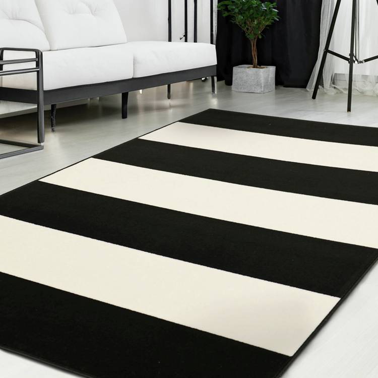 Homemaker Maestro Bold Stripe Black Cut Pile Rug - 230x160cm 0