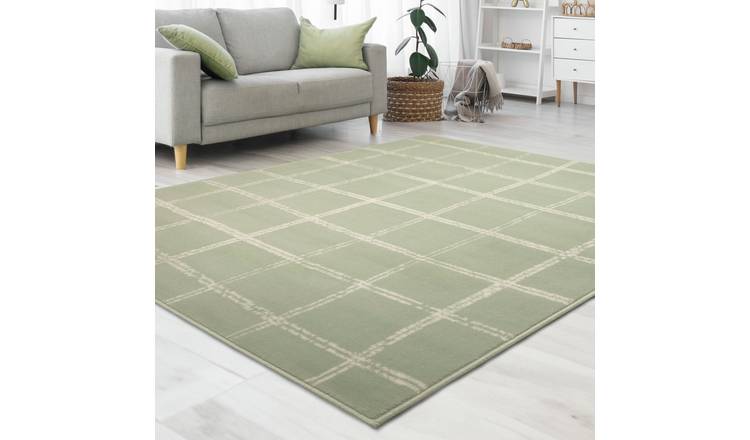 Homemaker Maestro Checks Green Cut Pile Rug - 170x120cm