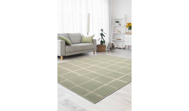 Homemaker Maestro Checks Green Cut Pile Rug - 230x160cm