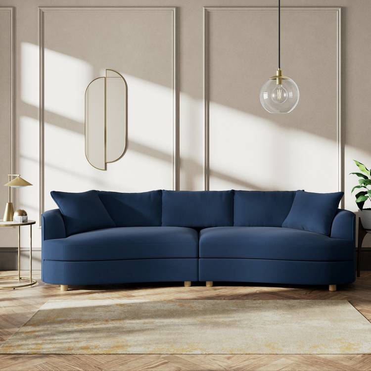 Habitat Sacha Fabric 4 Seater Sofa - Navy Blue - Ash Leg 0