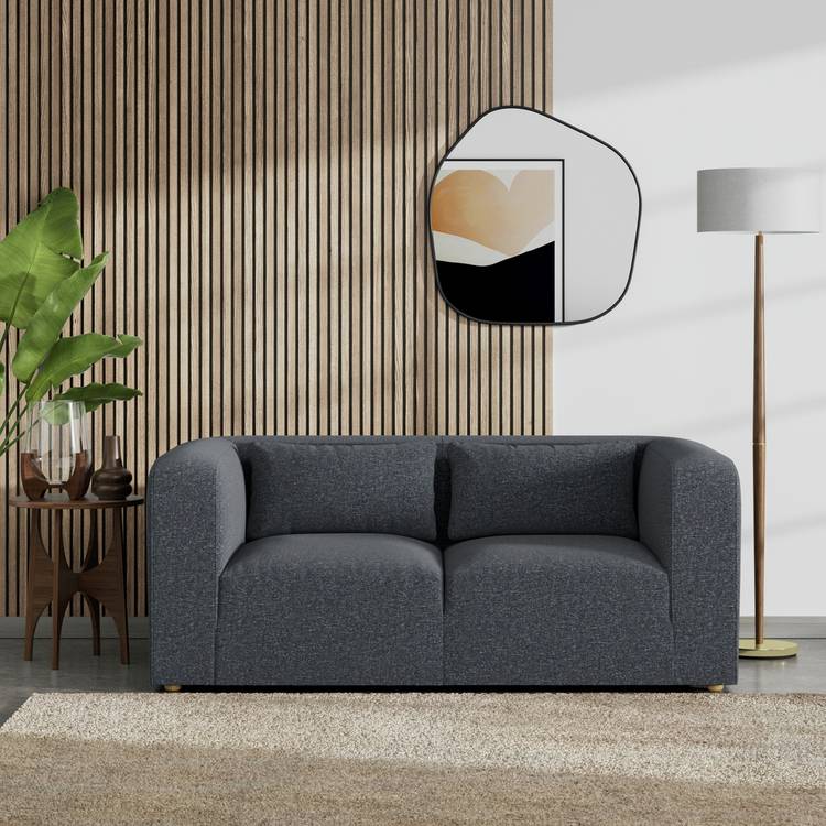 Habitat Lars Fabric 2 Seater Sofa - Charcoal - Ash Leg 0