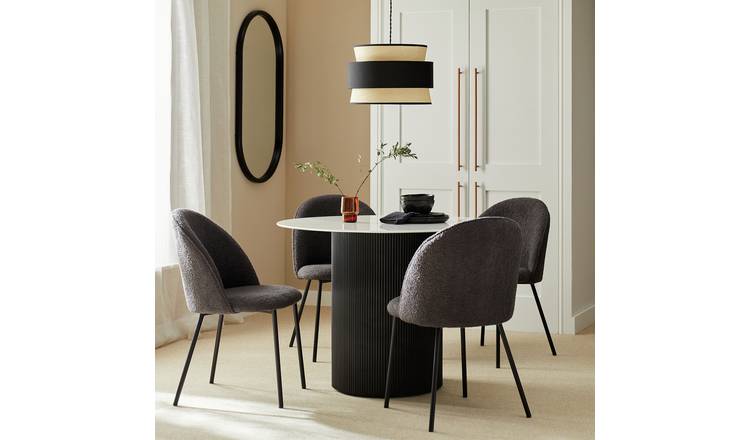 Argos Home Aceno Marble Effect Dining Table &4 CharcoalChair