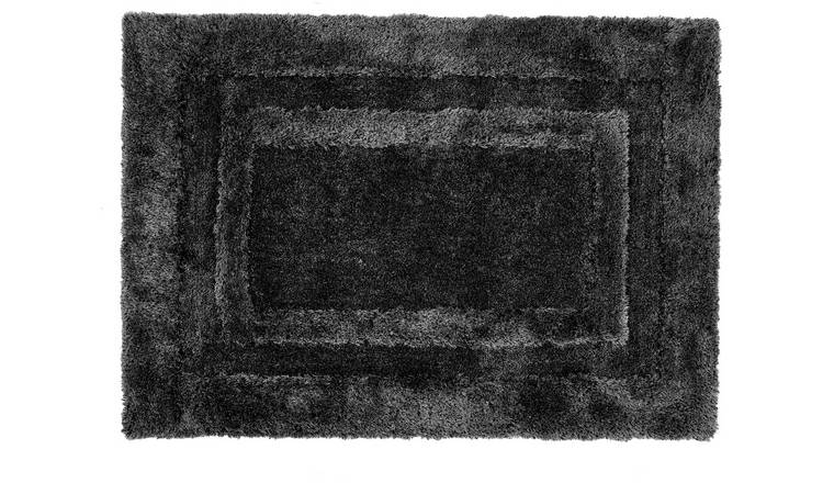 Origins Frame Charcoal Shaggy Rug - 230x160cm