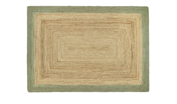 Origins Border Sage Green Jute Flatweave Rug - 170x120cm