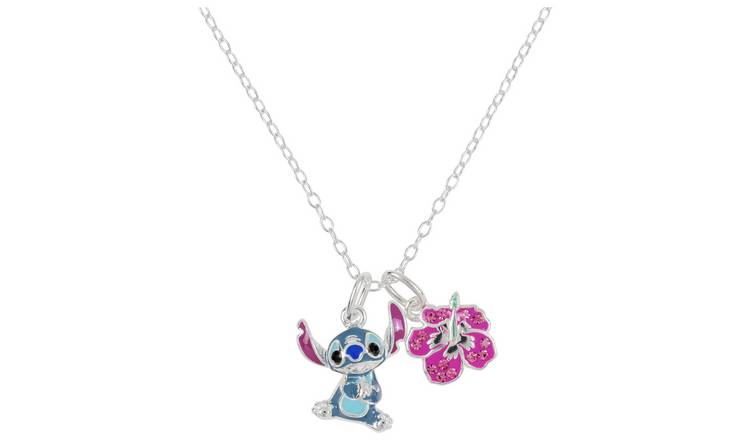 Disney Sterling Silver Lilo & Stitch Ohana Pendant Necklace