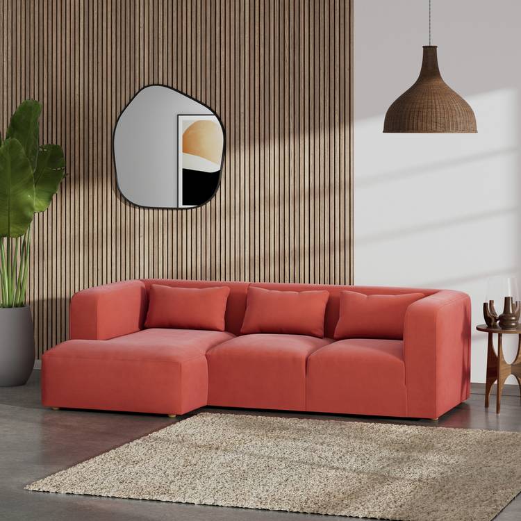 Habitat Lars Left Hand Corner Sofa - Papaya - Ash Leg 0