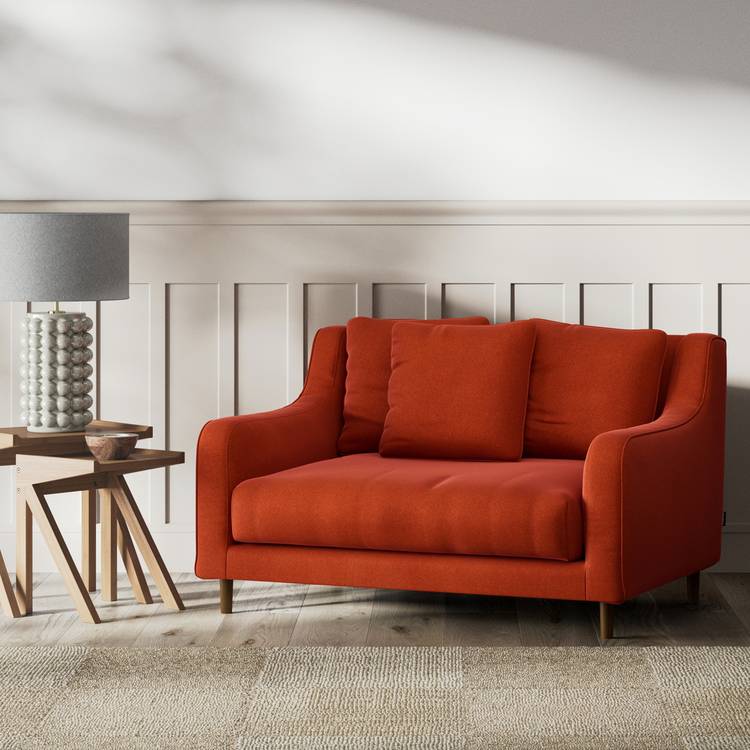 Habitat Swift Velvet  Cuddle Chair - Burnt Orange - Dark Leg 0