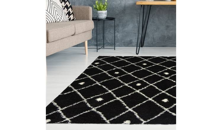 Homemaker Snug Nomadic Black Shaggy Rug - 170x120cm