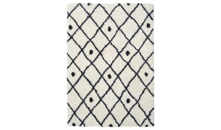 Homemaker Snug Nomadic White Shaggy Rug - 170x120cm
