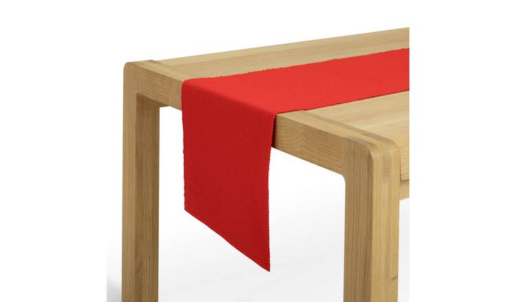 Habitat Ribbed Cotton Table Runner - Red