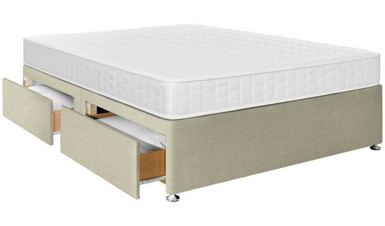 Argos Home Elmdon Memory Double 4 Drawer Divan Bed - Natural