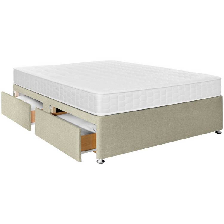 Argos Home Elmdon Memory Double 4 Drawer Divan Bed - Natural 0