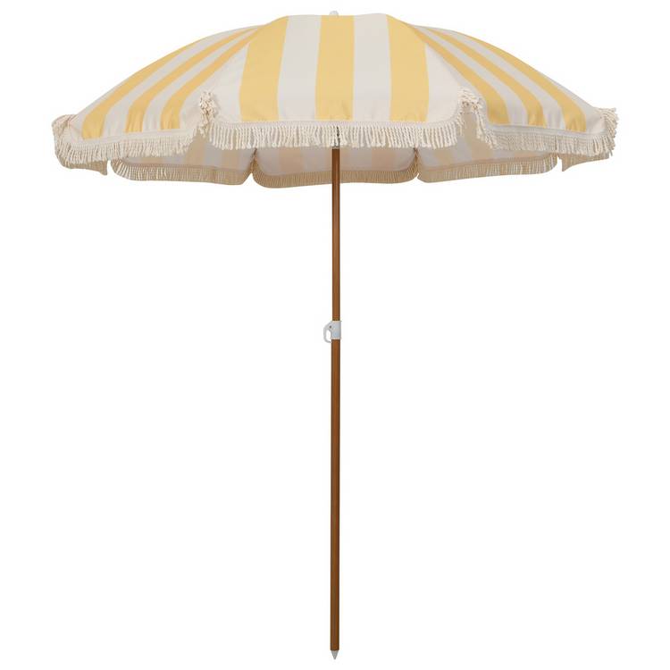 Argos Home 1.6m Tilting Garden Parasol - Yellow & White 0