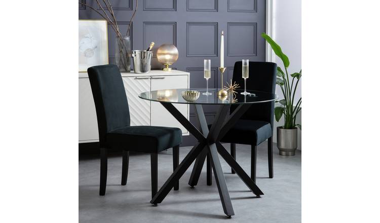 Argos Home Midback Pair of Velvet Dining Chair - Black