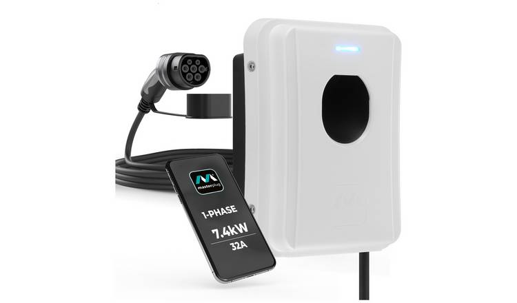 Masterplug Type 2 7.4kW  5m Tethered EV Charger - White