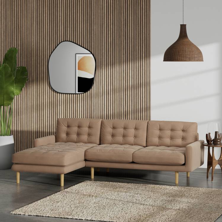 Habitat Fenner Left Hand Corner Sofa - Latte - Ash Leg 0