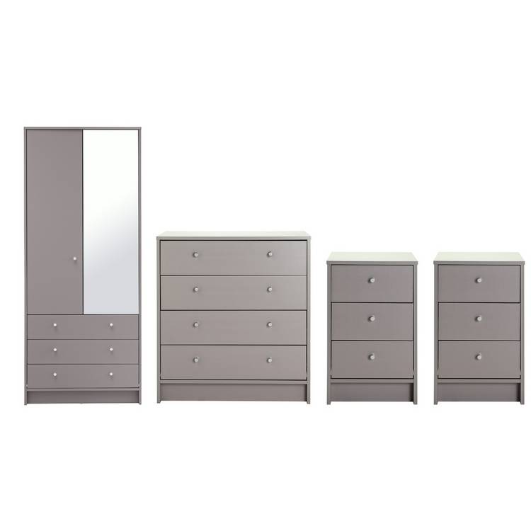 Argos Home Malibu 4 Piece 2 Door Mirror Wardrobe Set - Grey 0