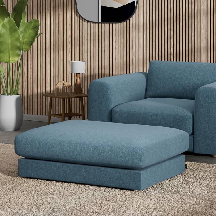 Habitat Ayr Fabric Footstool - Blue 0