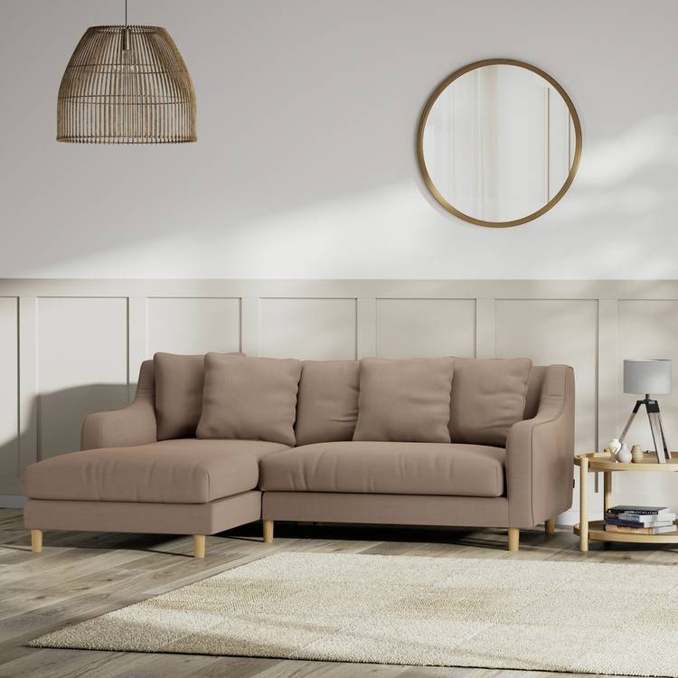 Habitat Swift Left Hand Corner Sofa - Biscuit - Ash Leg 0