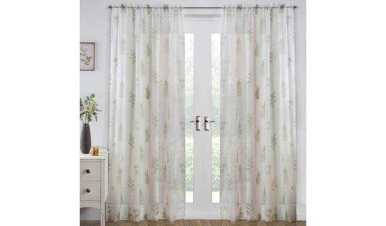 Tyrone Textiles Bracken Rod Pocket Voile Panels - 140 x 122cm - Green