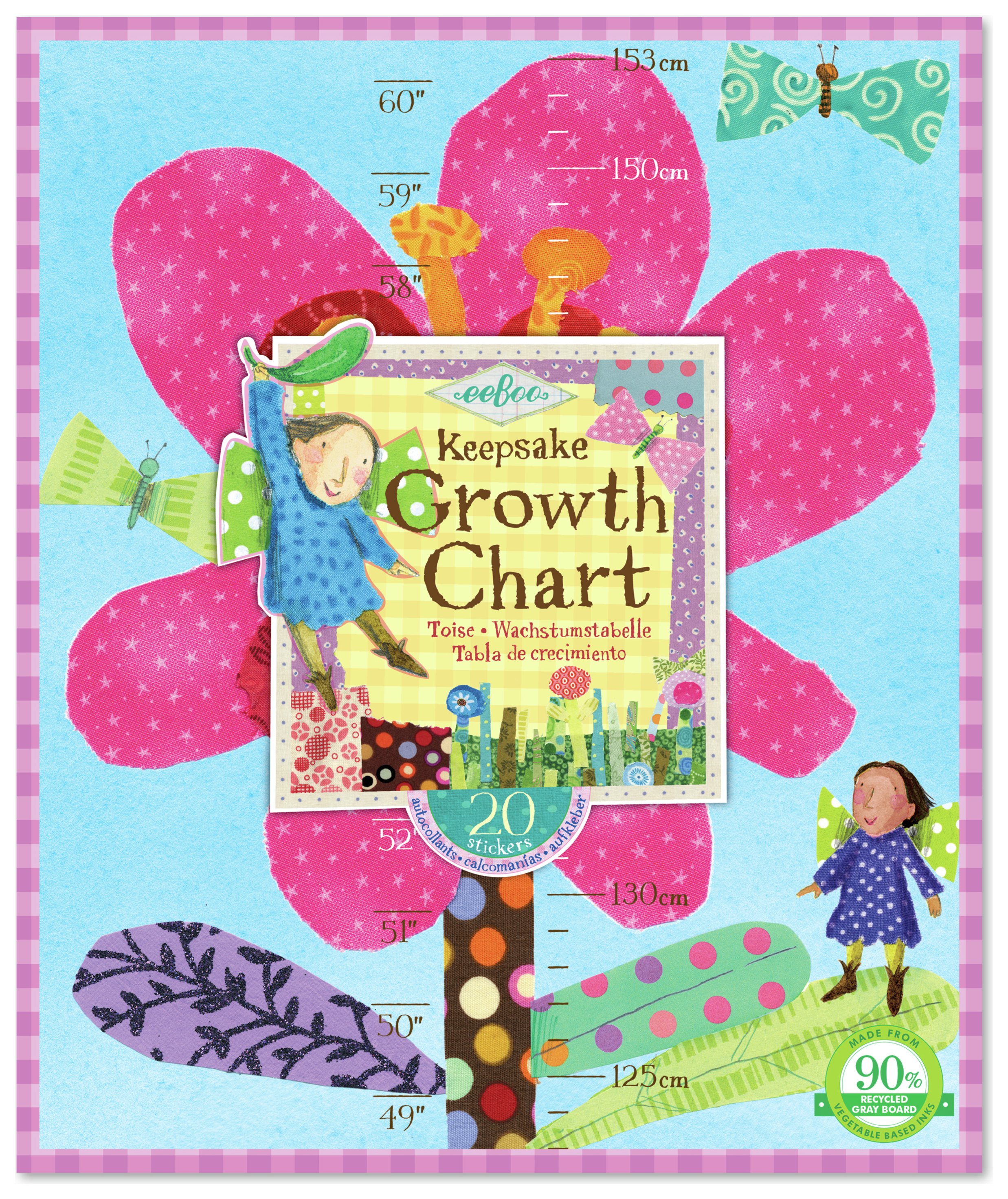 eeBoo Hot Pink Flower Growth Charts