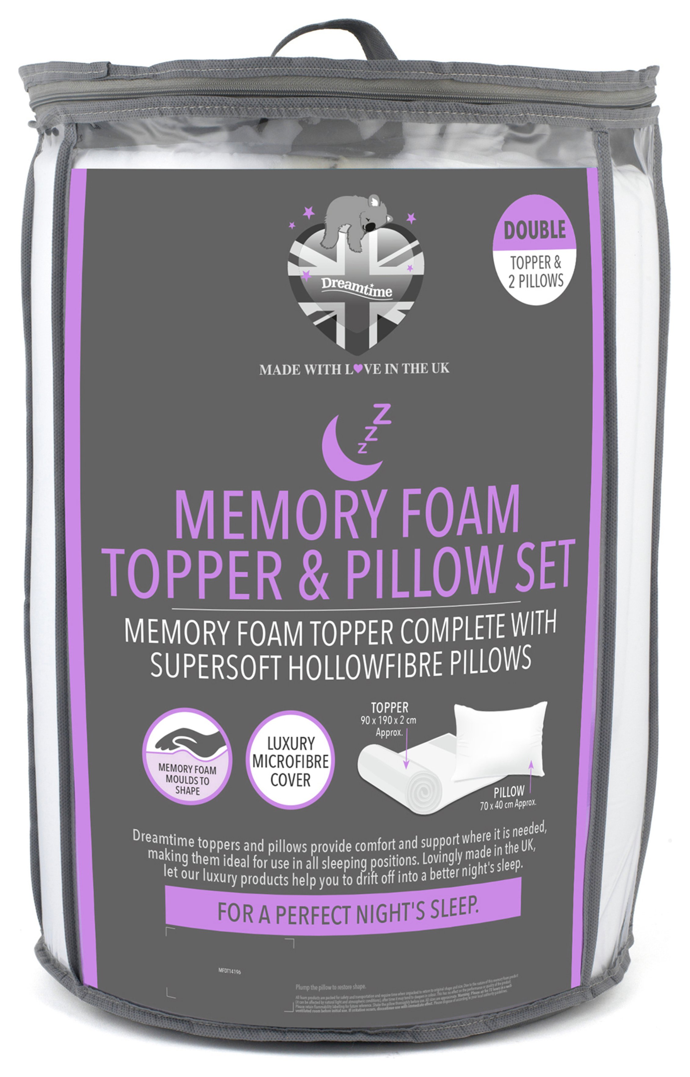 Dreamtime 2cm Memory Foam Mattress Topper - Double