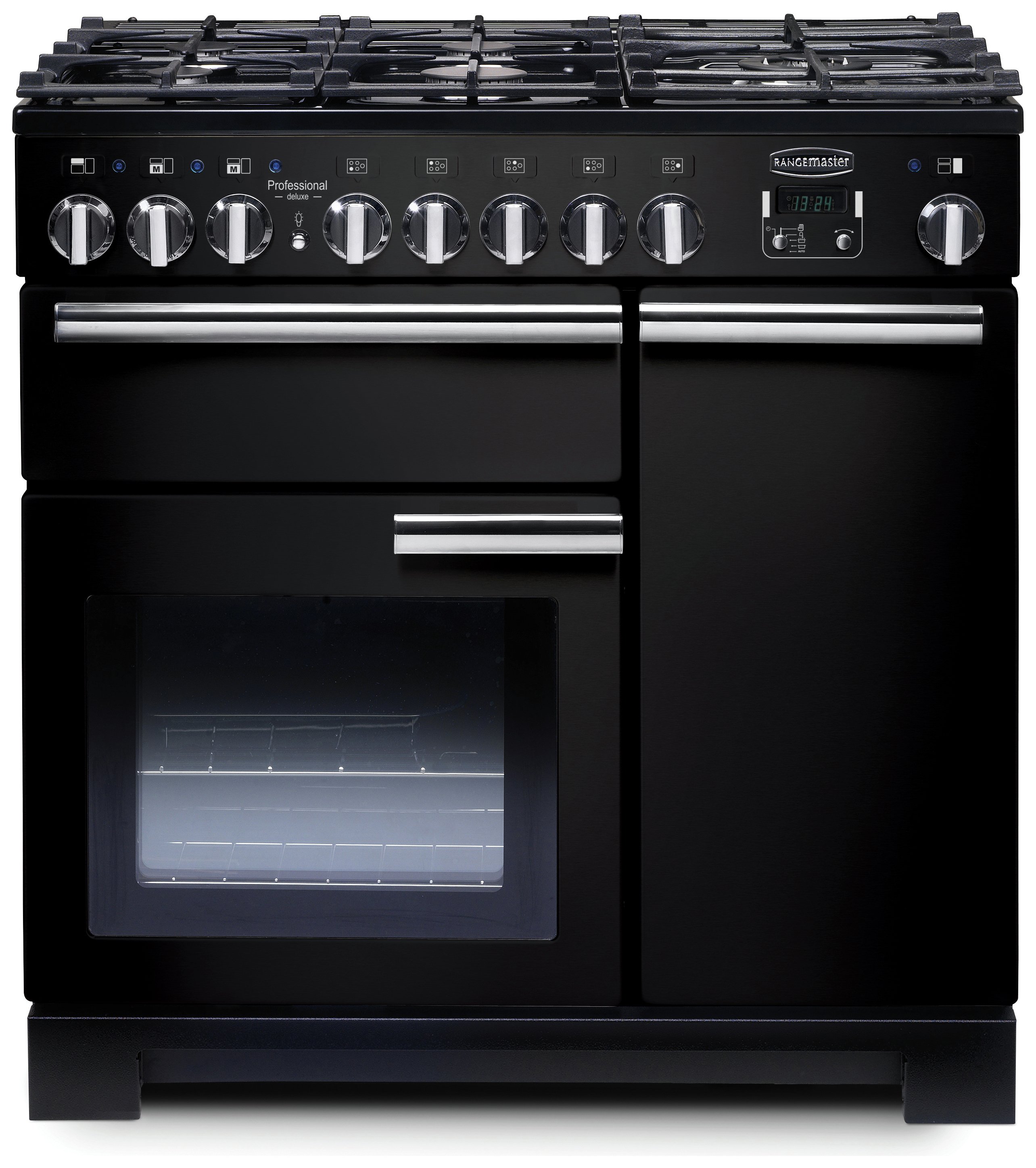 Rangemaster Professional Deluxe 90cm Dual Fuel Cooker- Black