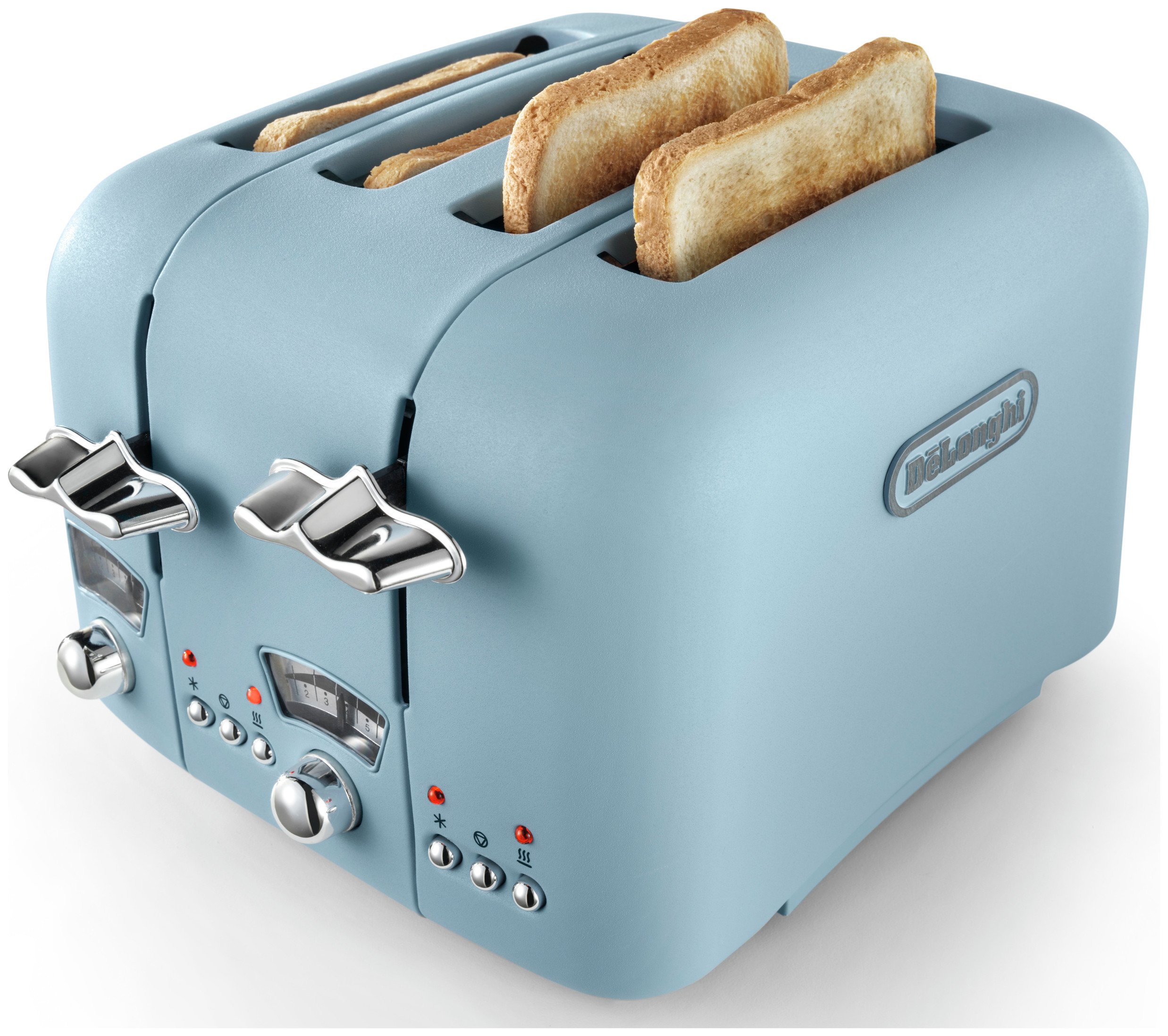 De'Longhi CTO4 Argento Flora 4 Slice Toaster Touch Of Authentic Italian