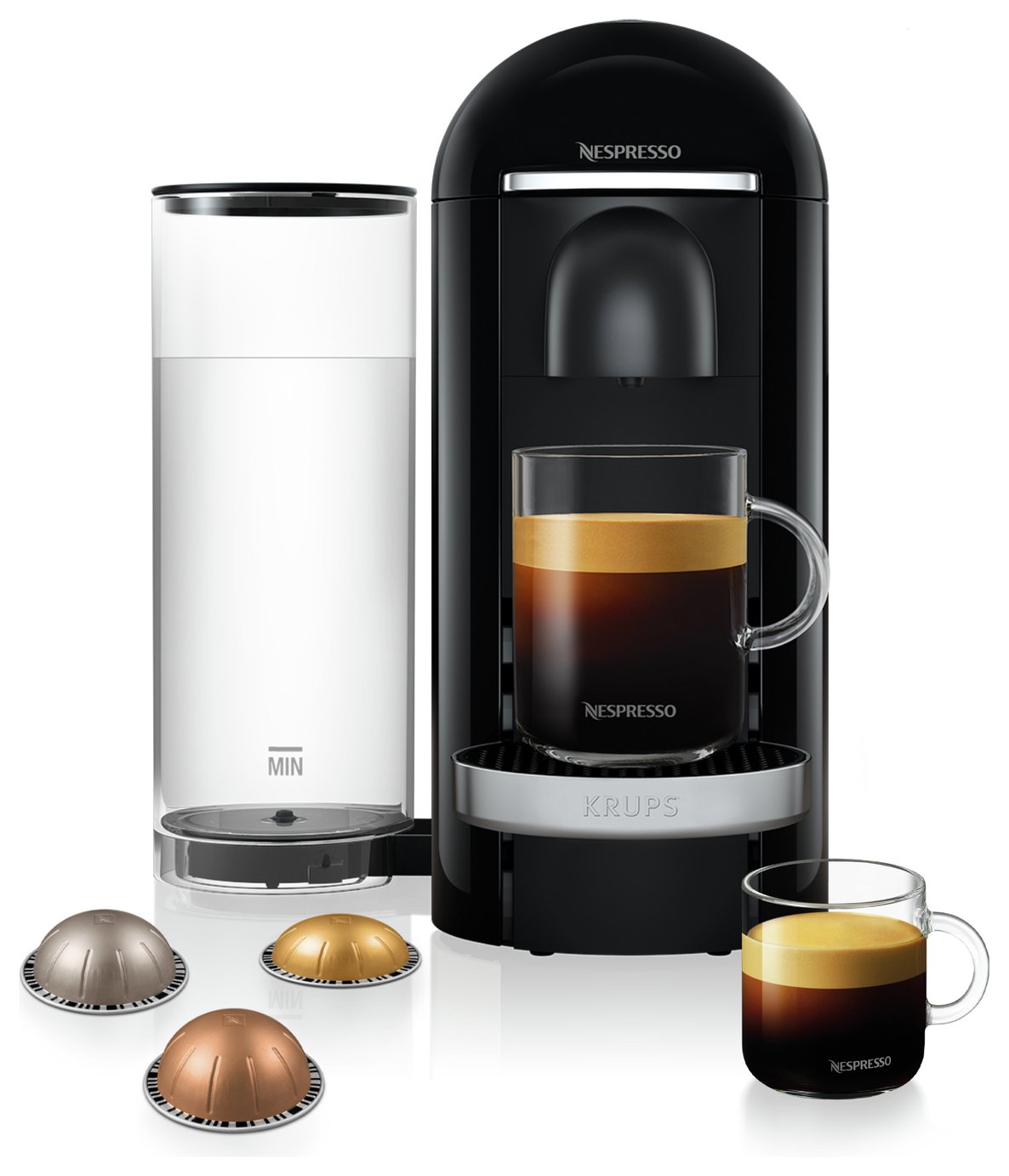 Nespresso Vertuo Plus Pod Coffee Machine by Krups - Black