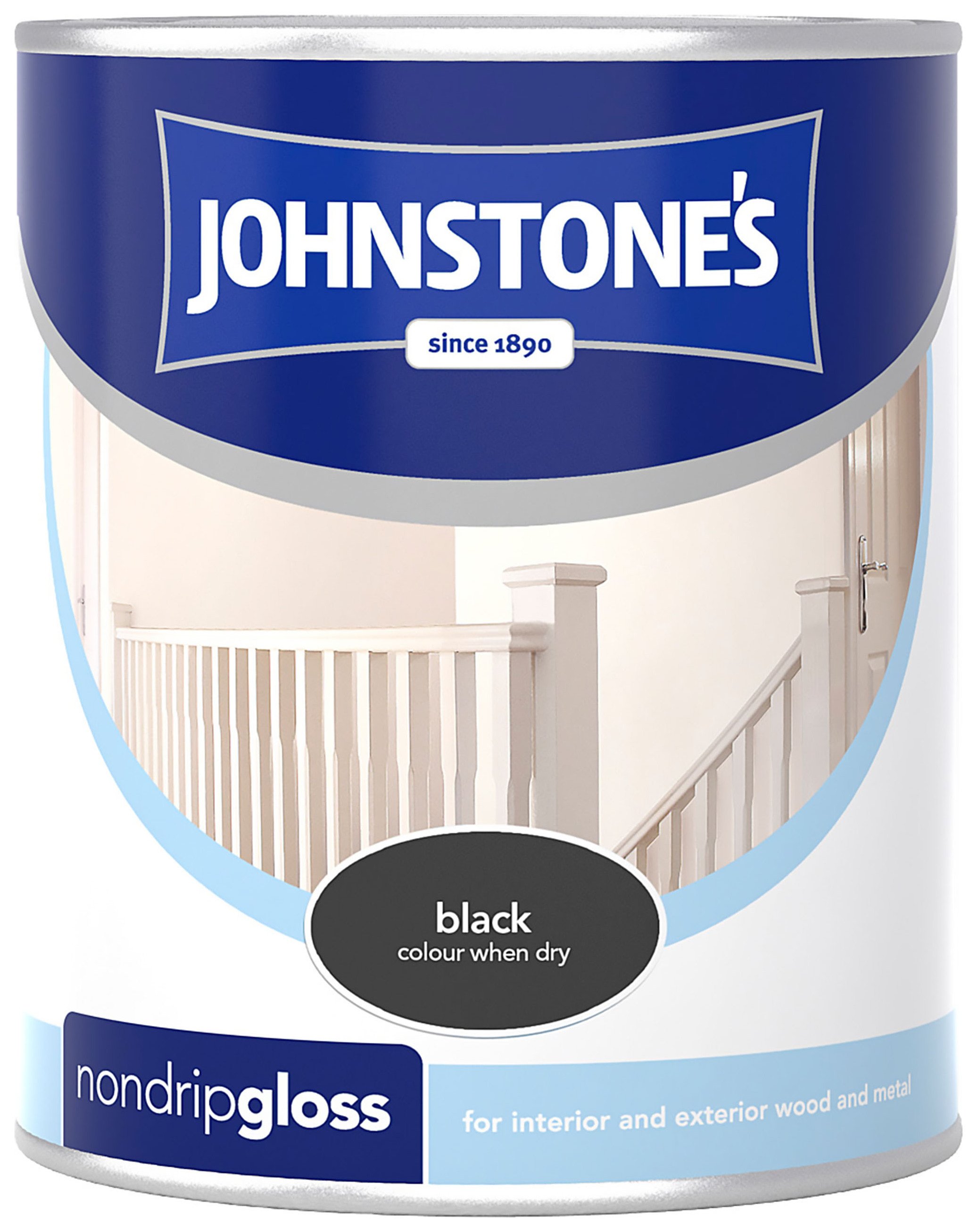 Johnstone's Non Drip Gloss Paint 750ml - Black.