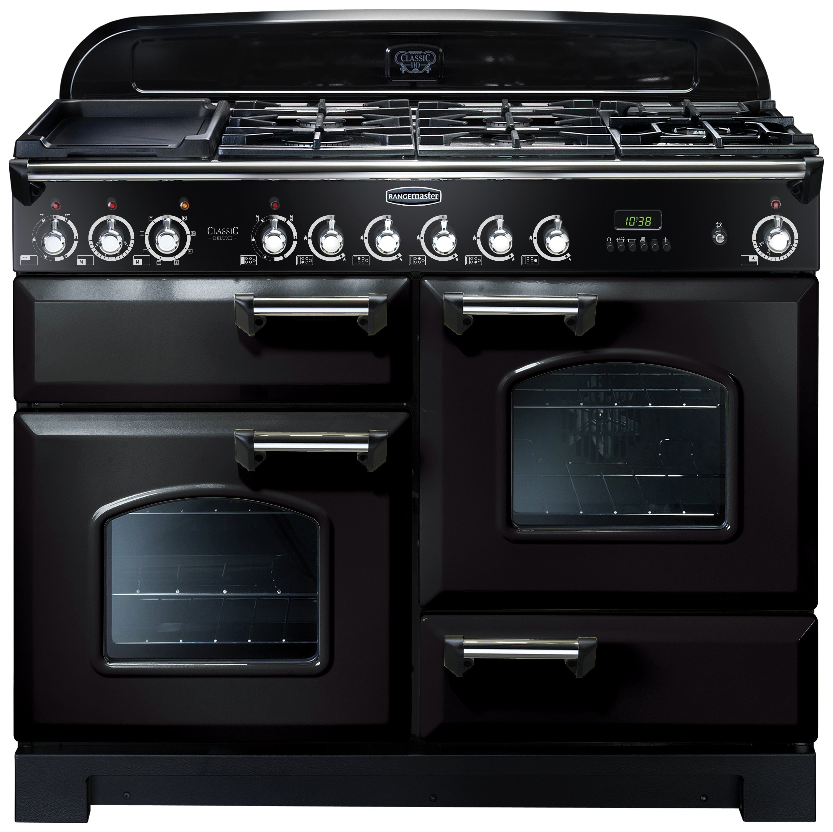 Rangemaster Classic Deluxe 110cm Dual Fuel Cooker - Black