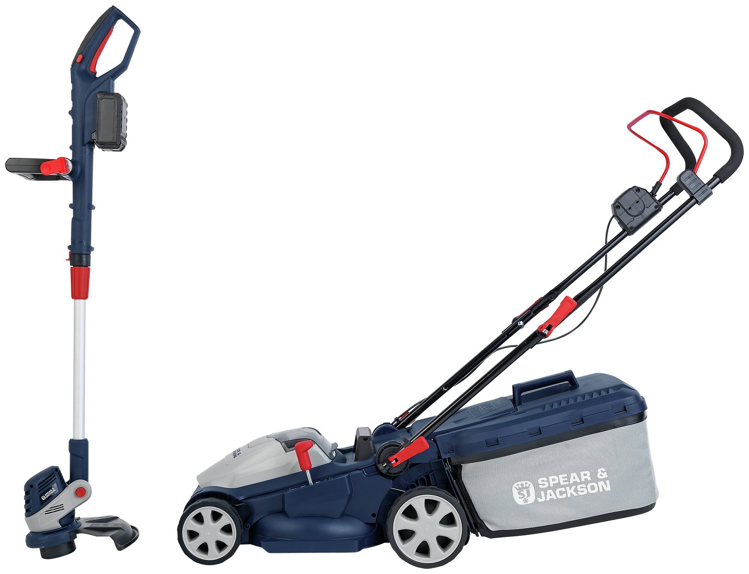 spear & jackson 34cm cordless lawnmower and trimmer