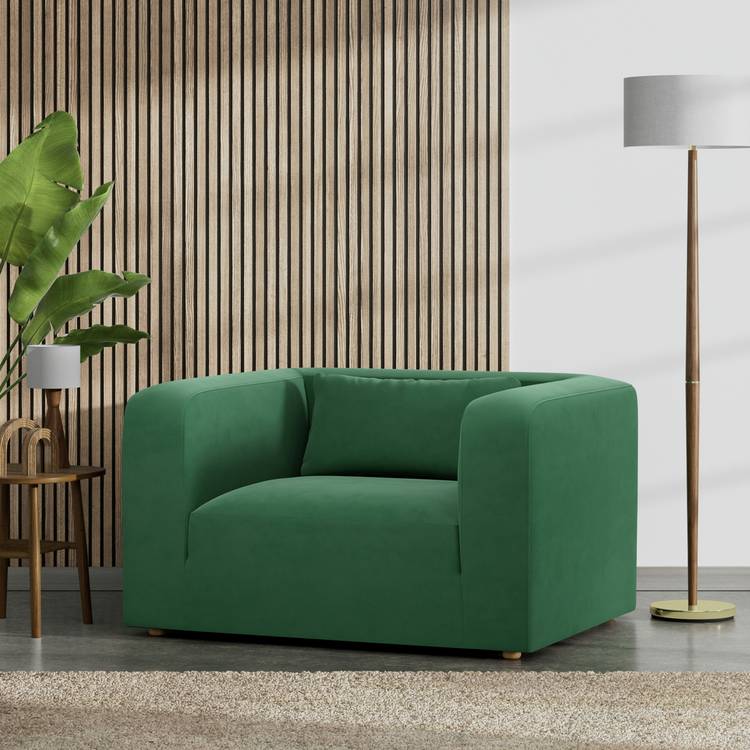 Habitat Lars Fabric Cuddle Chair - Green 0