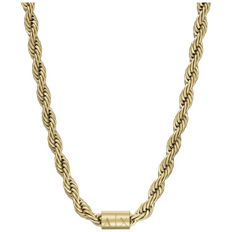 Armani Exchange Gold Plated Stainless Steel Chain Necklace 0