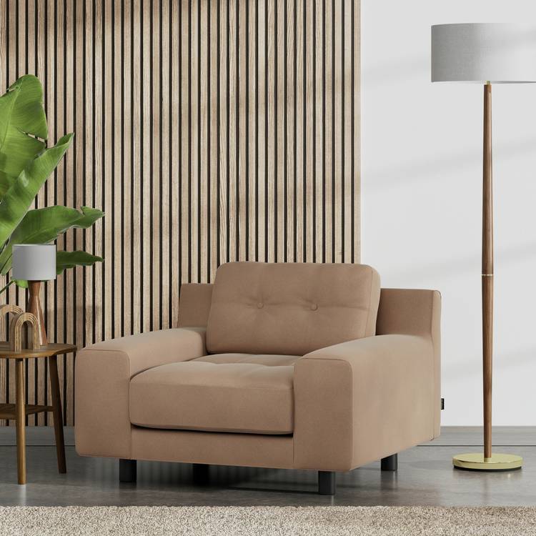 Habitat Hendricks Velvet Arm chair - Latte - Black Leg 0