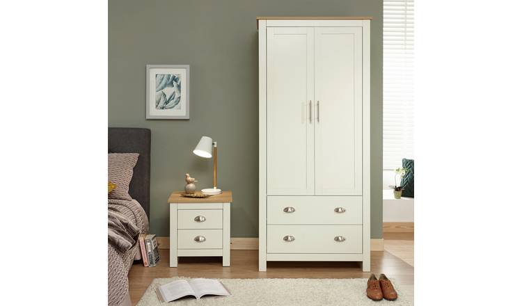 GFW Lancaster 2 Drawer 2 Door Wardrobe - Cream