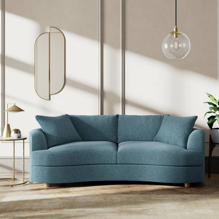 Habitat Sacha Fabric 3 Seater Sofa - Blue - Ash Leg 0