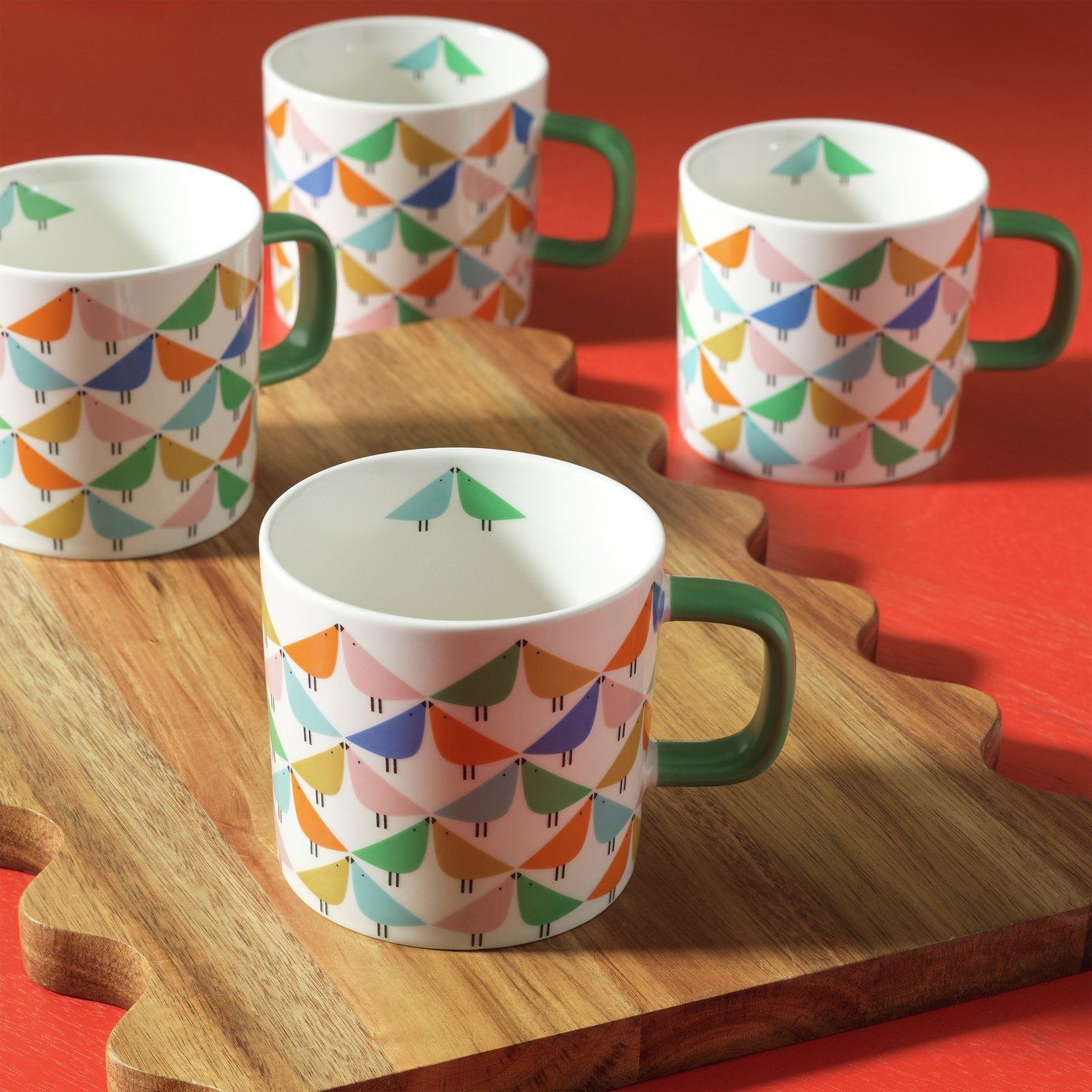 Lisbonne lot de 6 tasses à café avec soucoupe, porcelaine, multicolore