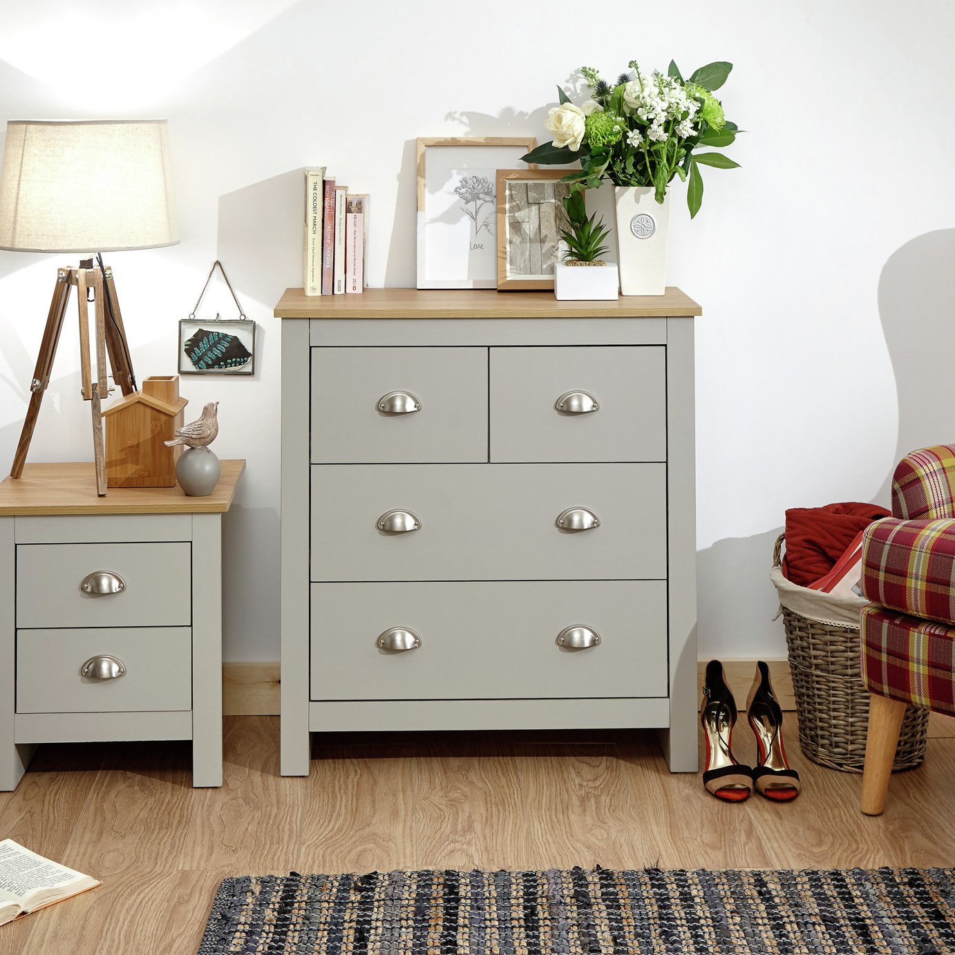 GFW Lancaster 4 Drawer Chest - Grey