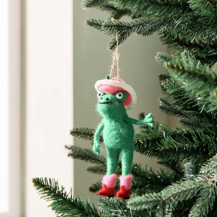 Habitat Single Cowgirl Frog Christmas Hanging Decoration 0