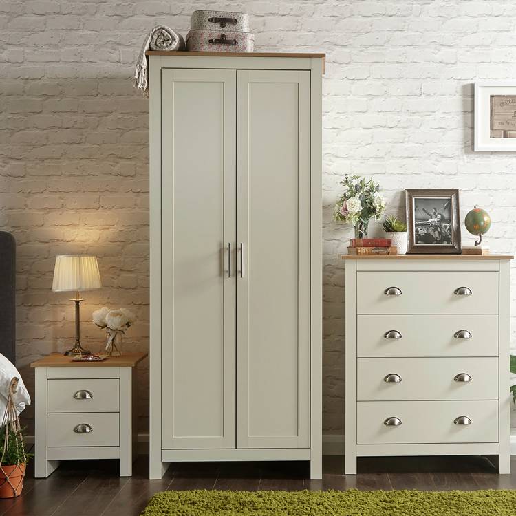 GFW Lancaster 3 Piece 2 Door Wardrobe Set - Cream 0